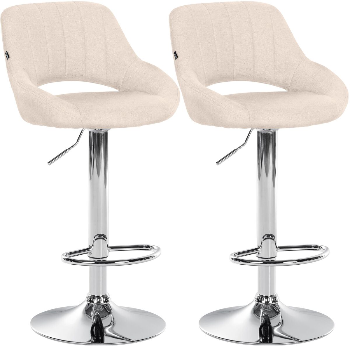 Juego de 2 taburetes de bar milet con tapizado de tela crema 48x47x85 cm