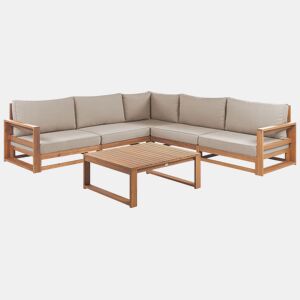 Conjunto de sofás de jardim de canto 5 lugares TIMOR Madeira de Acácia certificada Castanho claro
