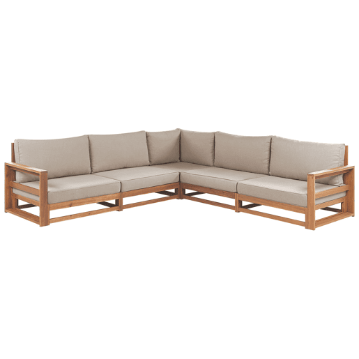 Conjunto de sofás de jardim de canto 5 lugares TIMOR Madeira de Acácia certificada Castanho claro