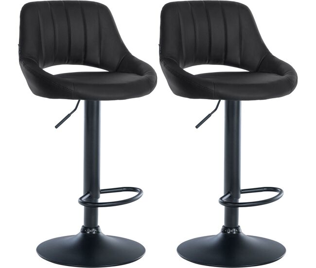 Juego de 2 taburetes de bar milet de piel sintetica simil cuero negro 48x47x85 cm