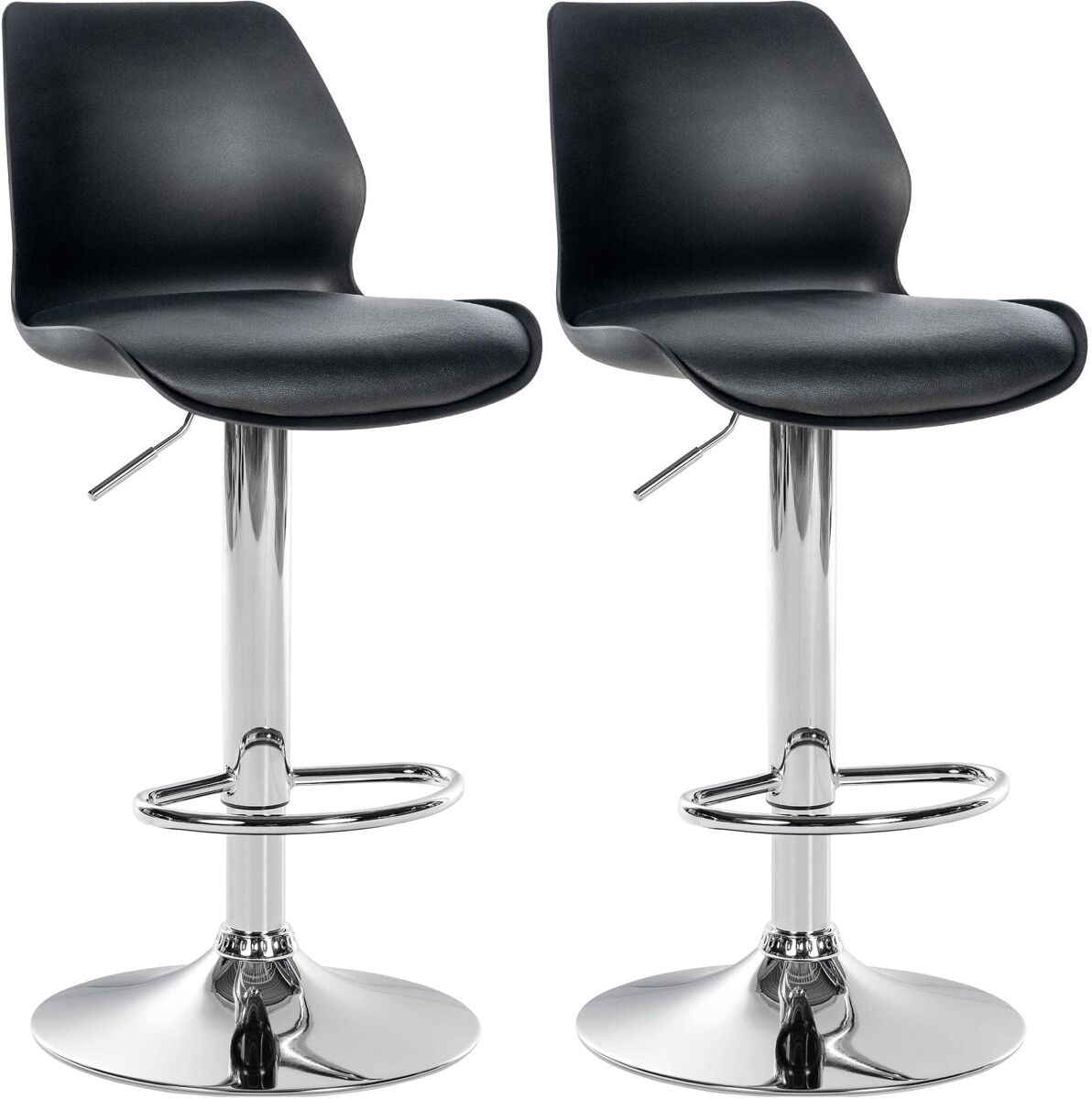 Juego de 2 taburetes de bar gilbert plástico negro 42x39x82 cm