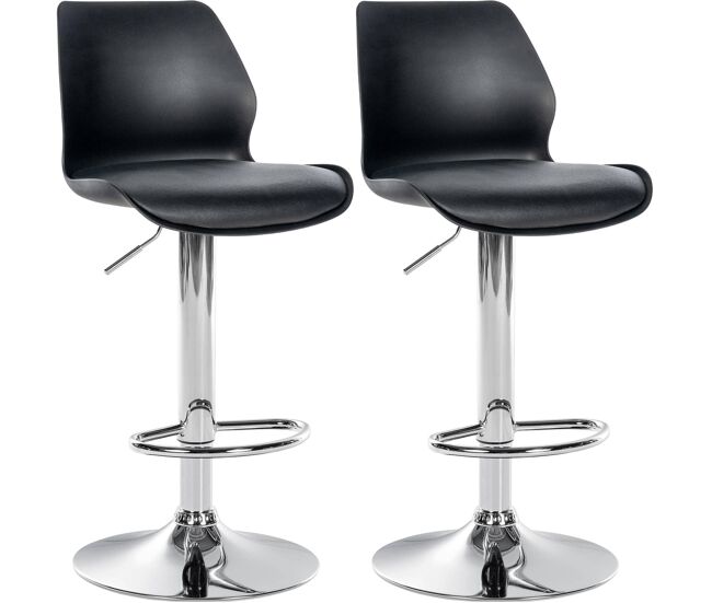 Juego de 2 taburetes de bar gilbert plástico negro 42x39x82 cm