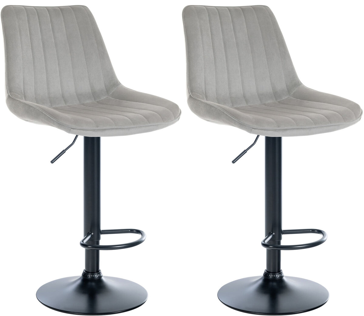 Set de 2 taburetes de bar toni en terciopelo gris 50x49.5x91 cm