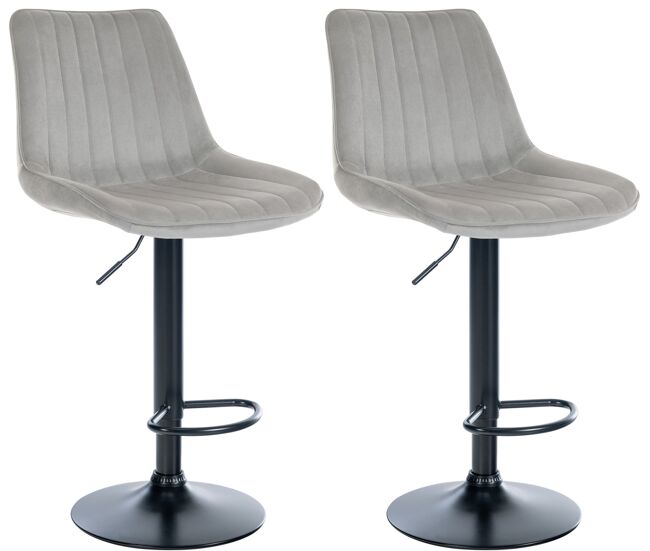 Set de 2 taburetes de bar toni en terciopelo gris 50x49.5x91 cm