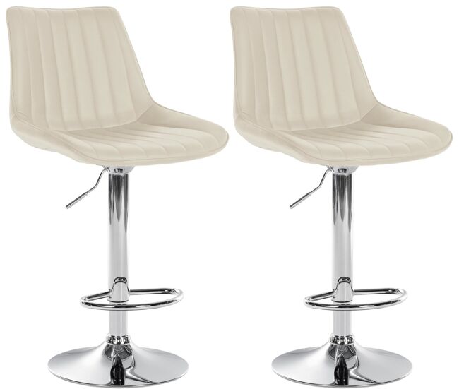 Juego de 2 taburetes de bar toni en polipiel simil cuero crema 50x49.5x91 cm