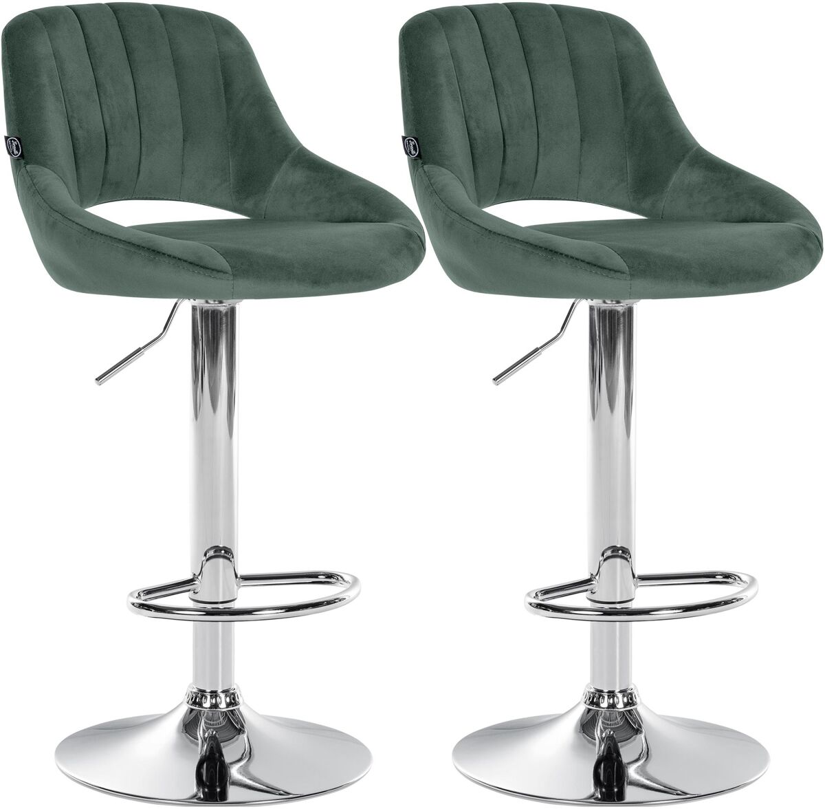Juego de 2 taburetes de bar milet de terciopelo verde 48x47x85 cm