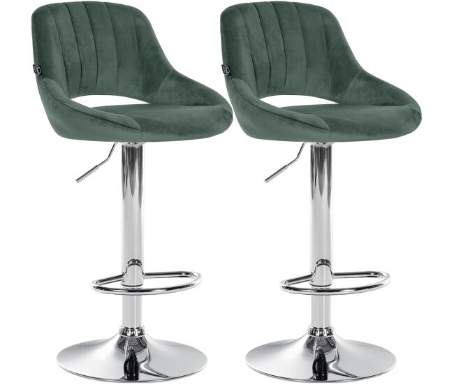 Juego de 2 taburetes de bar milet de terciopelo verde 48x47x85 cm