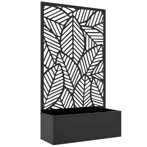 Outsunny Biombo de Exterior com Floreira de Metal Floreira de Parede ou Independente para Cultivos de Plantas Flores para Jardim Varanda 61x23x113 cm Preto