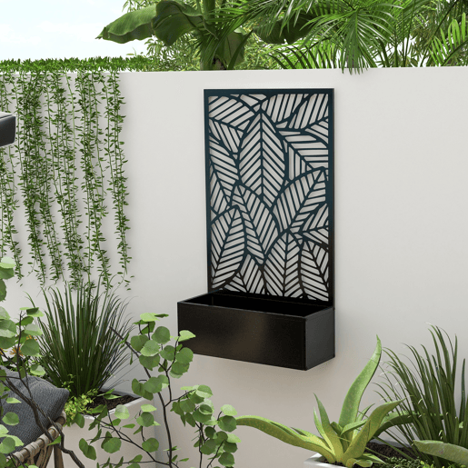 Outsunny Biombo de Exterior com Floreira de Metal Floreira de Parede ou Independente para Cultivos de Plantas Flores para Jardim Varanda 61x23x113 cm Preto