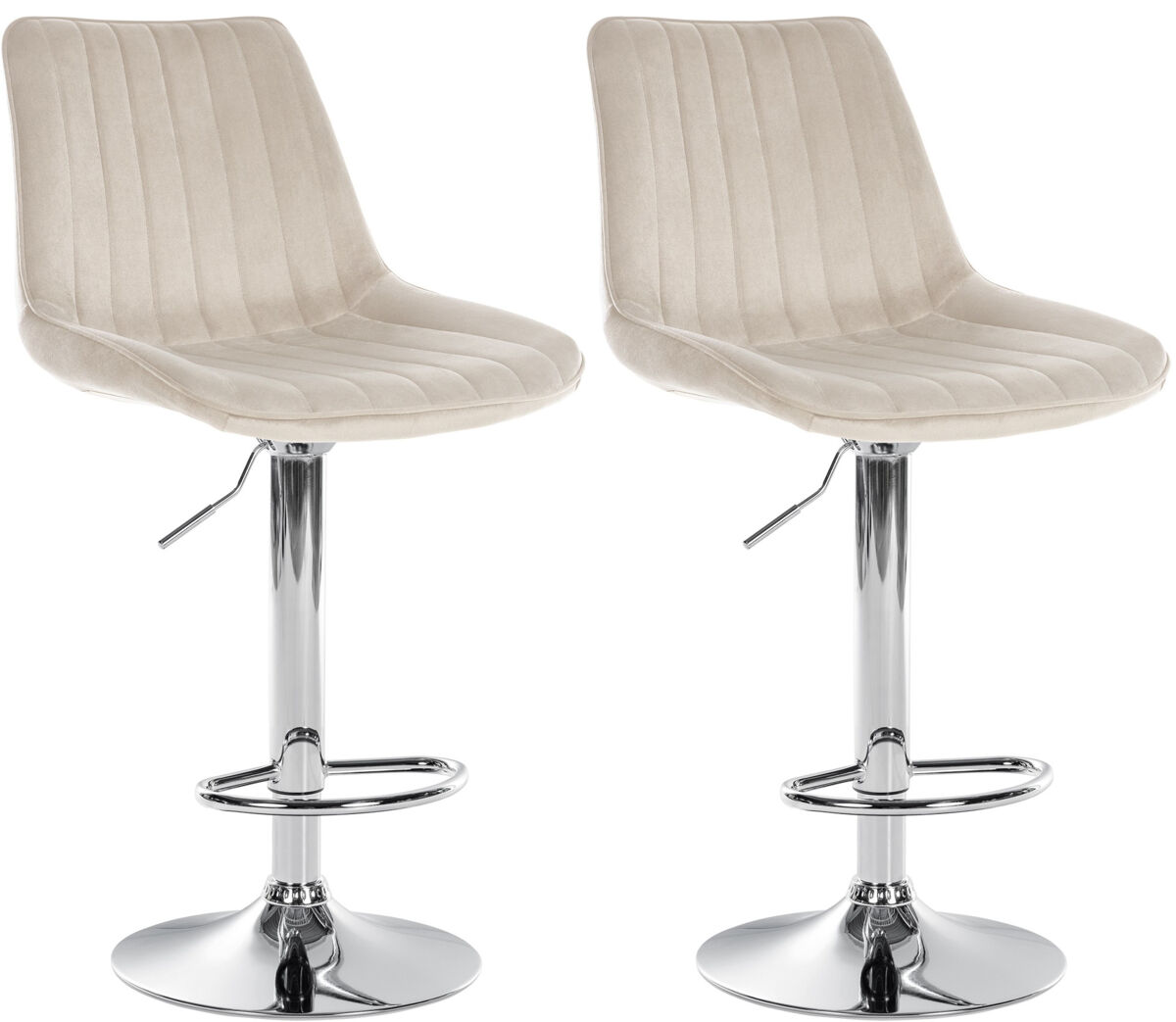 Set de 2 taburetes de bar toni en terciopelo crema 50x49.5x91 cm