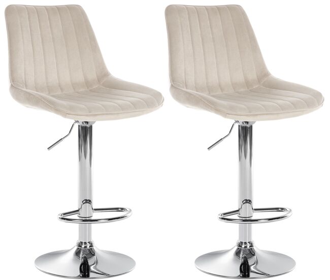 Set de 2 taburetes de bar toni en terciopelo crema 50x49.5x91 cm