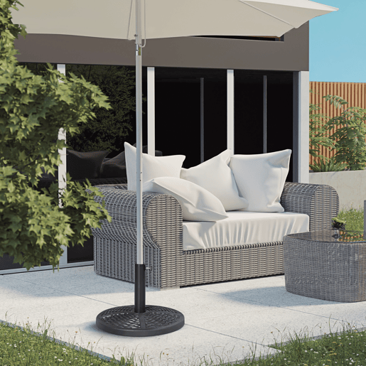 Outsunny Base de Chapéu de Sol Redonda Suporte para Chapéu de Sol Preenchido de Cimento Peso 9,5 kg para Mastros de Chapéu de Sol de Ø3848 mm Preto