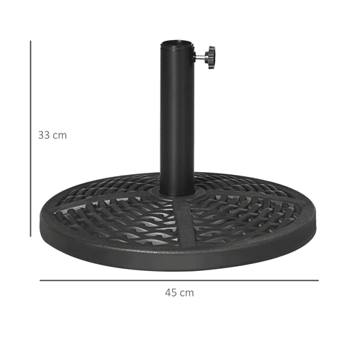 Outsunny Base de Chapéu de Sol Redonda Suporte para Chapéu de Sol Preenchido de Cimento Peso 9,5 kg para Mastros de Chapéu de Sol de Ø3848 mm Preto