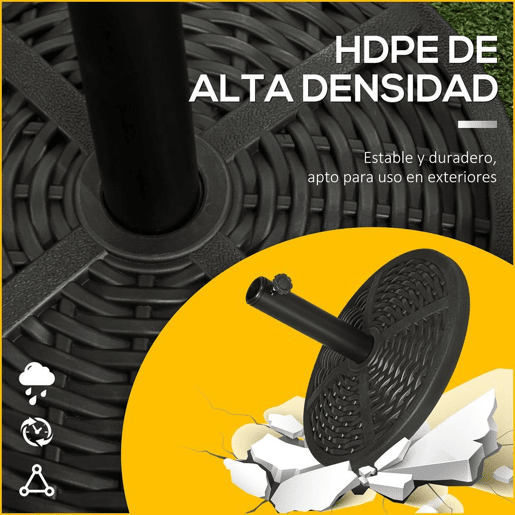 Outsunny Base de Chapéu de Sol Redonda Suporte para Chapéu de Sol Preenchido de Cimento Peso 9,5 kg para Mastros de Chapéu de Sol de Ø3848 mm Preto
