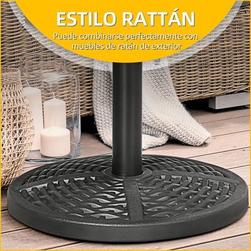 Outsunny Base de Chapéu de Sol Redonda Suporte para Chapéu de Sol Preenchido de Cimento Peso 9,5 kg para Mastros de Chapéu de Sol de Ø3848 mm Preto