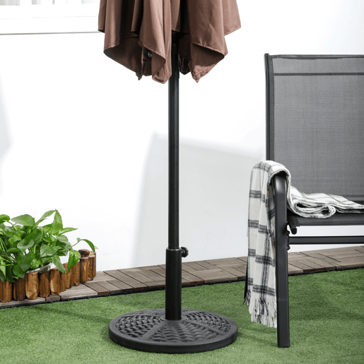 Outsunny Base de Chapéu de Sol Redonda Suporte para Chapéu de Sol Preenchido de Cimento Peso 9,5 kg para Mastros de Chapéu de Sol de Ø3848 mm Preto
