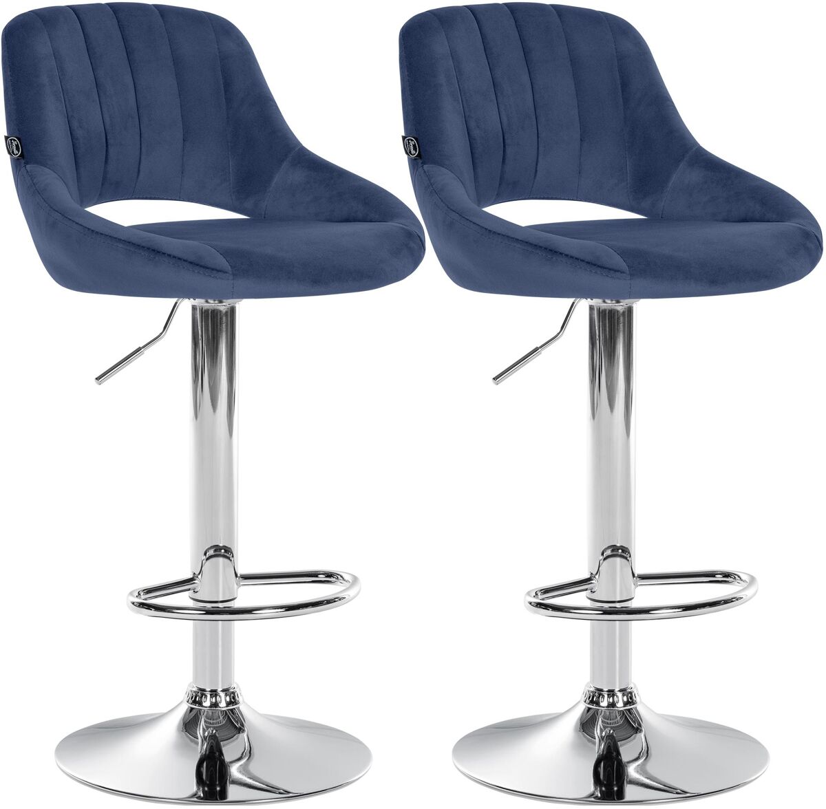 Juego de 2 taburetes de bar milet de terciopelo azul 48x47x85 cm