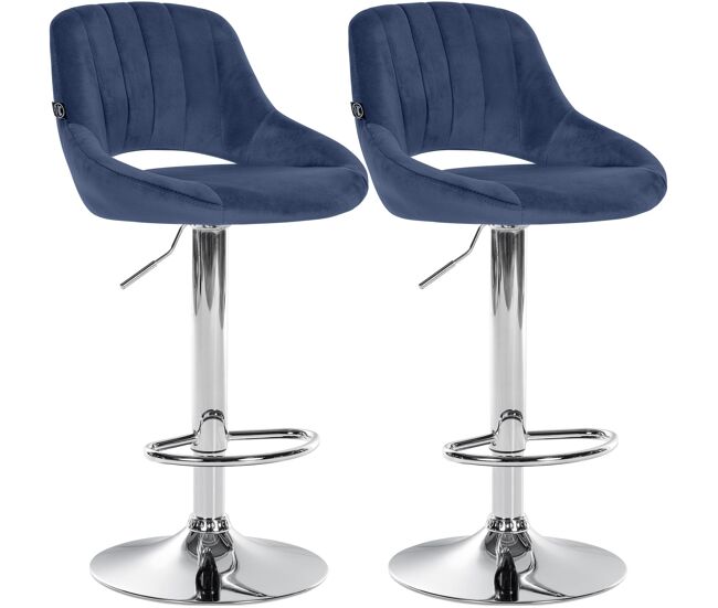 Juego de 2 taburetes de bar milet de terciopelo azul 48x47x85 cm