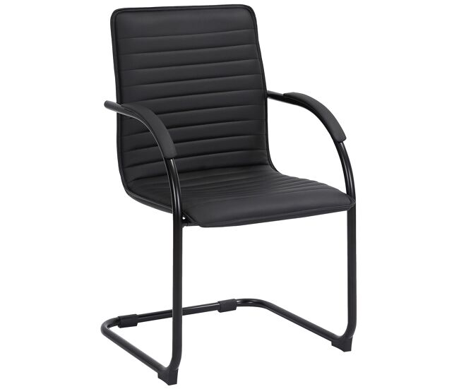 Silla de conferencia Tira en polipiel Simil cuero Negro/negro 60X56X95 cm