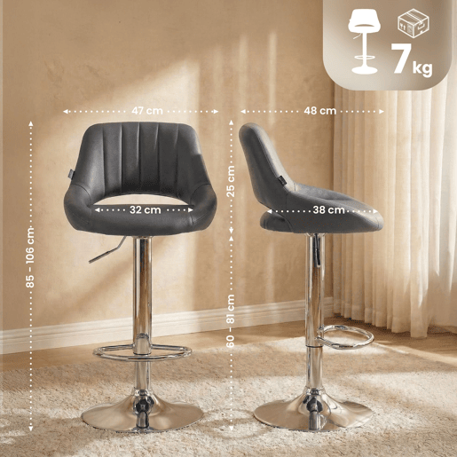 Taburete de bar Milet en polipiel Simil cuero Gris 48X47X85 cm Taburete de bar Milet en polipiel Simil cuero Gris 48X47X85 cm