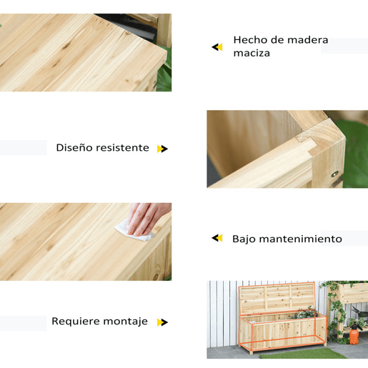 Outsunny Banco de Jardim de Madeira Banco de Exterior com Baú de Armazenamento e Encosto Carga 250 kg para Pátio Terraço Varanda 115x45x75 cm Natural