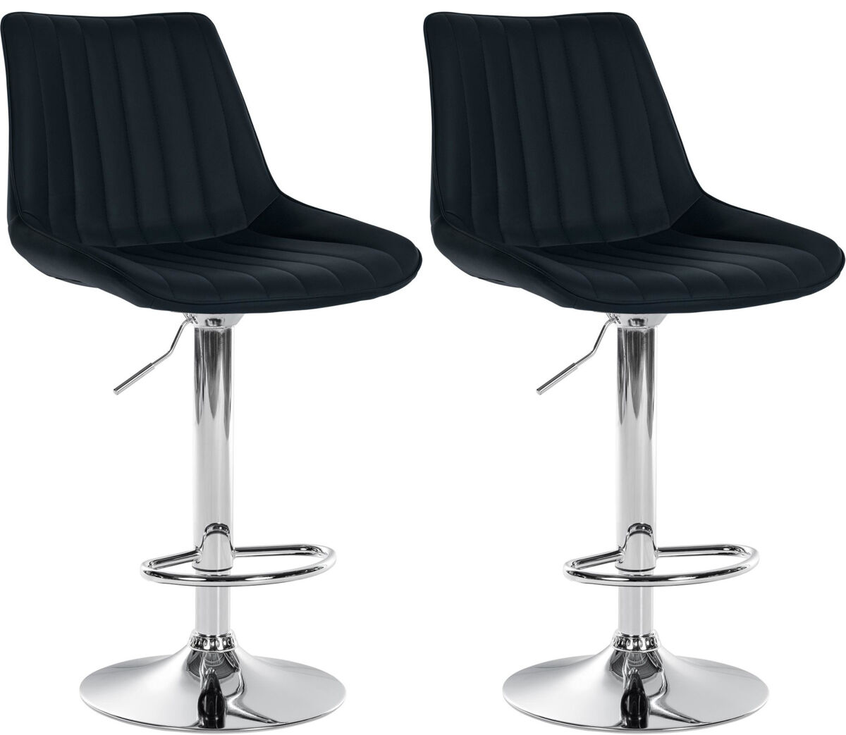 Juego de 2 taburetes de bar toni en polipiel simil cuero negro 50x49.5x91 cm