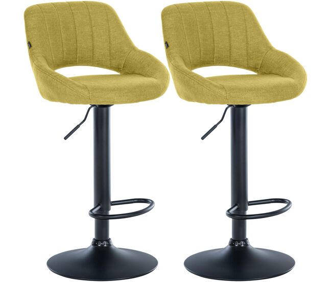 Juego de 2 taburetes de bar milet con tapizado de tela verde 48x47x85 cm