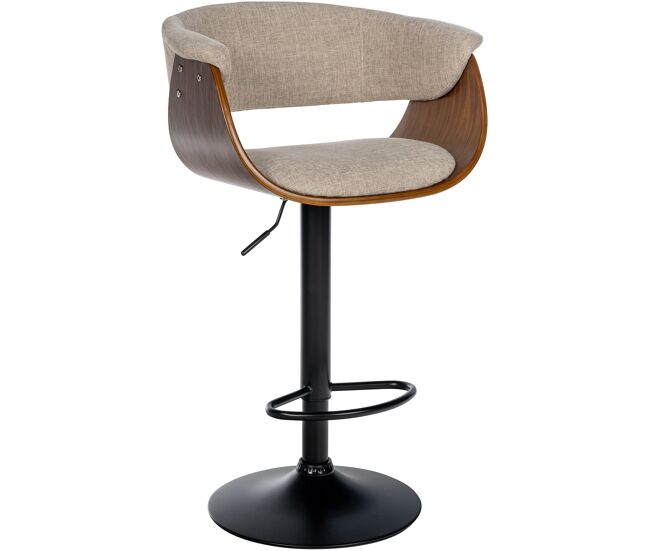 Taburete de bar vestal tela nogal/crema 51x60x90 cm