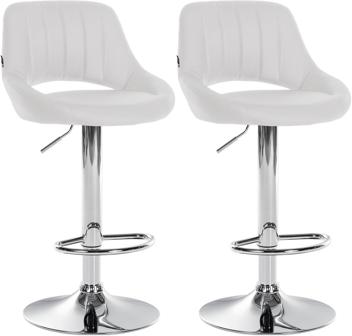 Juego de 2 taburetes de bar milet de piel sintetica simil cuero blanco 48x47x85 cm