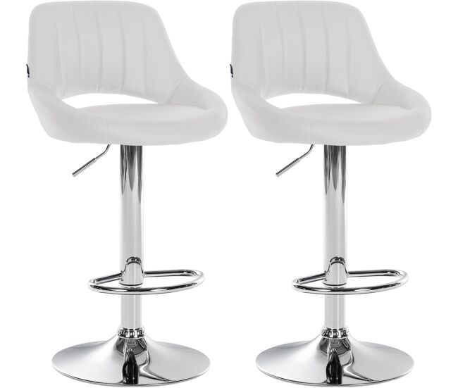 Juego de 2 taburetes de bar milet de piel sintetica simil cuero blanco 48x47x85 cm