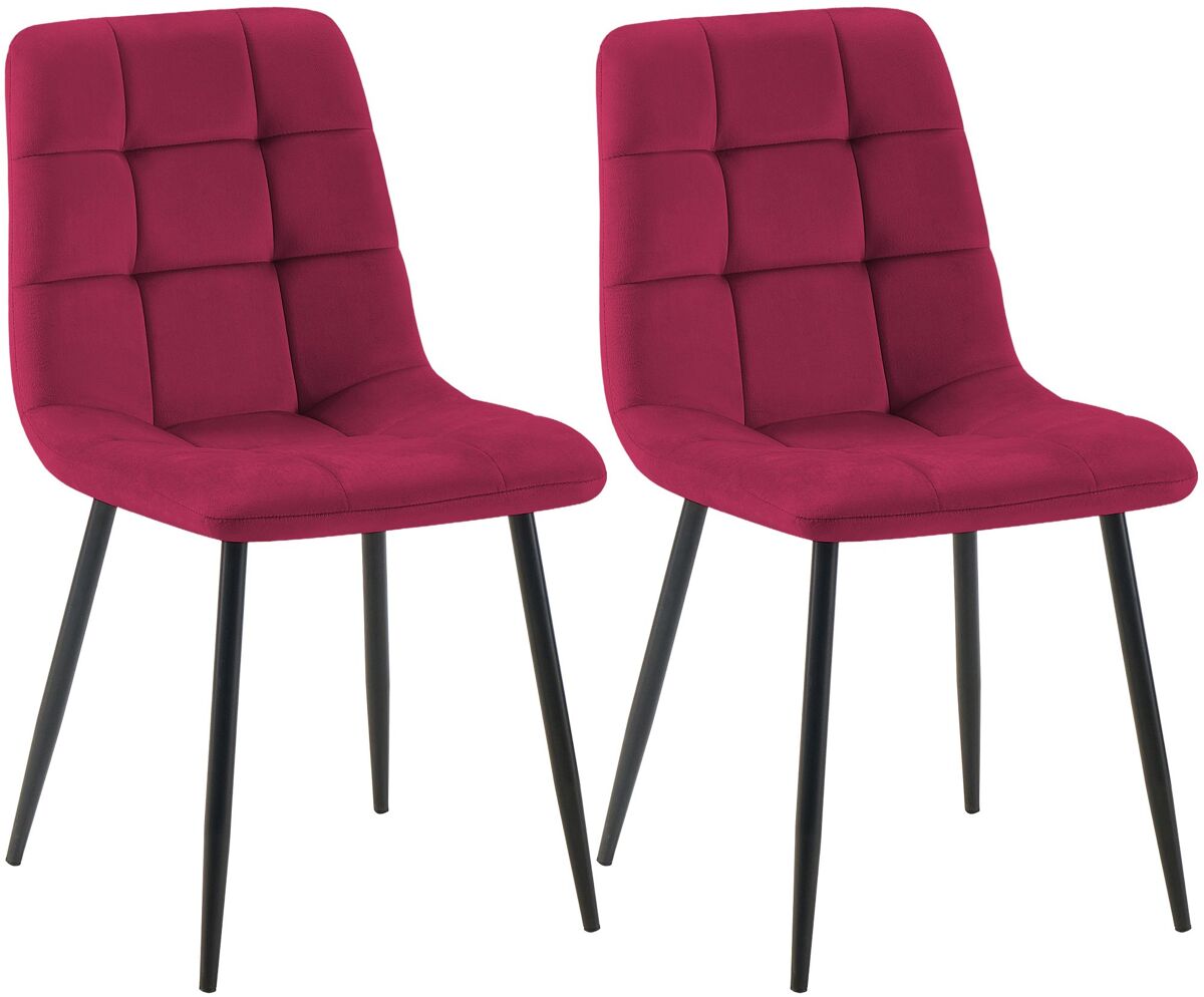 set de 2 sillas de comedor tilde terciopelo rojo 55x45x84 cm