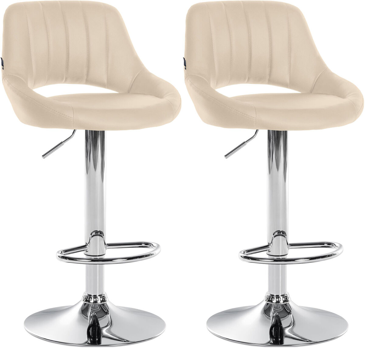 Juego de 2 taburetes de bar milet de piel sintetica simil cuero crema 48x47x85 cm