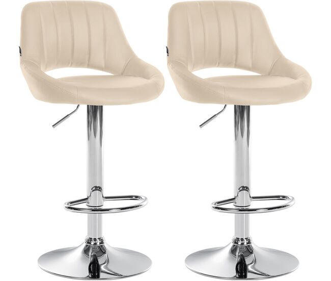 Juego de 2 taburetes de bar milet de piel sintetica simil cuero crema 48x47x85 cm