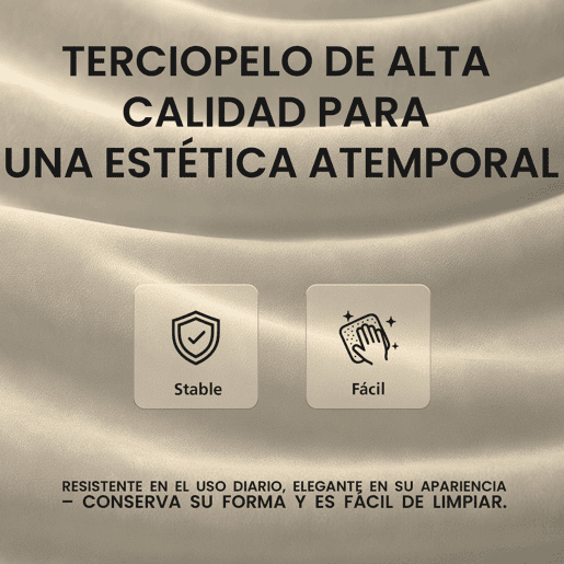 Taburete de bar Milet de terciopelo Crema 48X47X85 cm