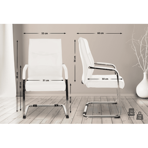 Silla de Comedor Hobart Simil cuero Blanco 60X55X105 cm