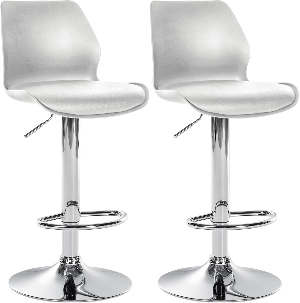 Juego de 2 taburetes de bar gilbert plástico blanco 42x39x82 cm