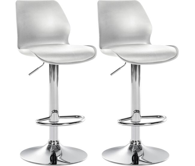 Juego de 2 taburetes de bar gilbert plástico blanco 42x39x82 cm