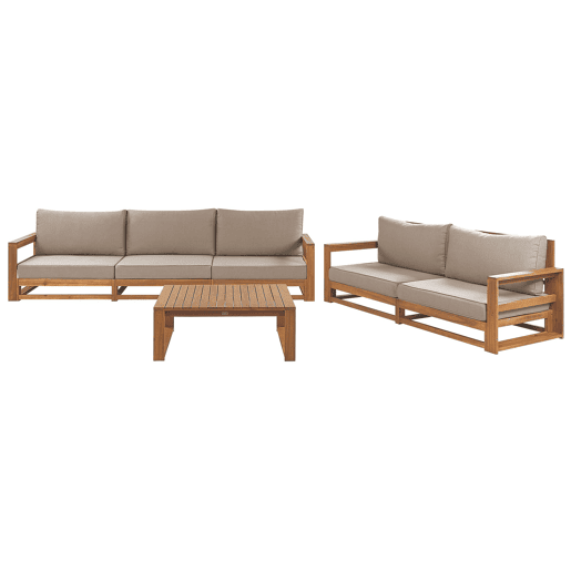 Conjunto de jardim com mesa 5 lugares TIMOR Madeira de Acácia certificada Castanho claro