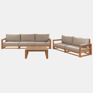 Conjunto de jardim com mesa 5 lugares TIMOR Madeira de Acácia certificada Castanho claro