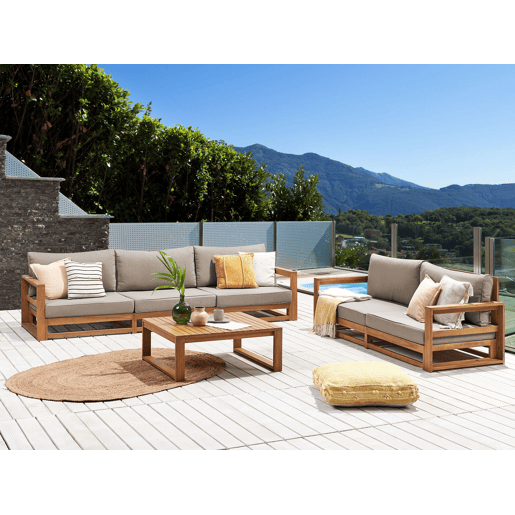 Conjunto de jardim com mesa 5 lugares TIMOR Madeira de Acácia certificada Castanho claro