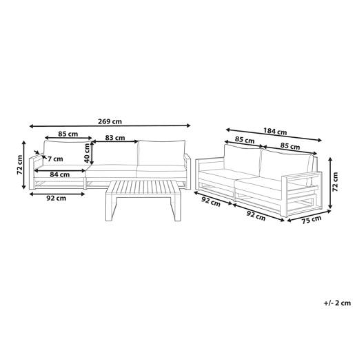 Conjunto de jardim com mesa 5 lugares TIMOR Madeira de Acácia certificada Castanho claro