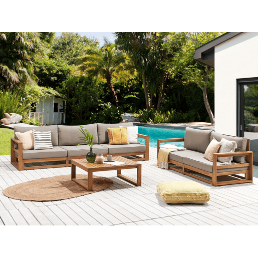 Conjunto de jardim com mesa 5 lugares TIMOR Madeira de Acácia certificada Castanho claro