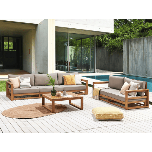 Conjunto de jardim com mesa 5 lugares TIMOR Madeira de Acácia certificada Castanho claro