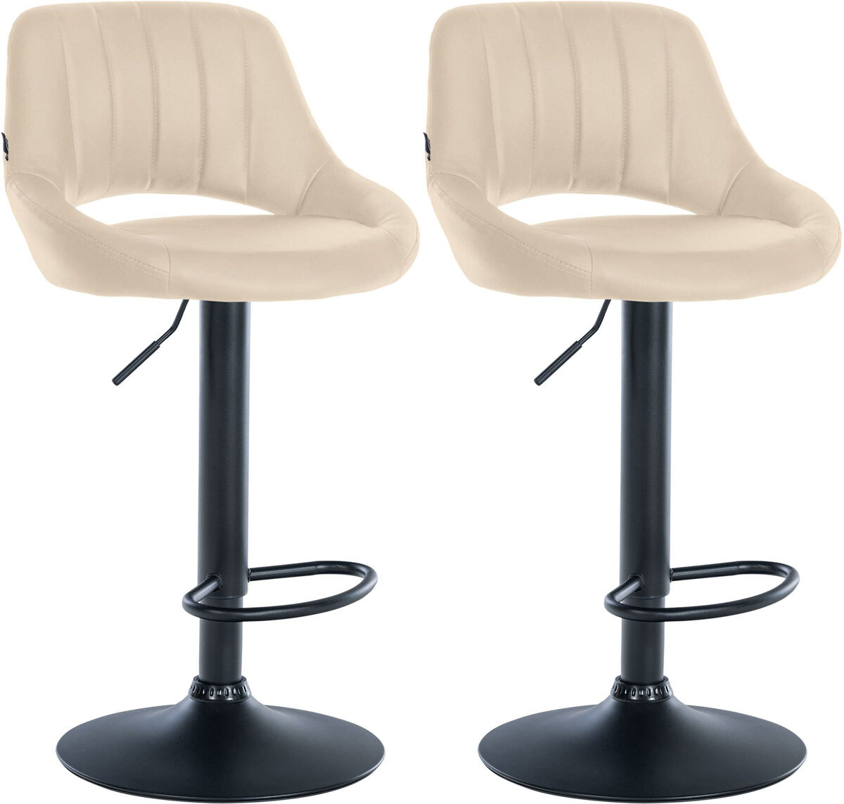 Juego de 2 taburetes de bar milet de piel sintetica simil cuero crema 48x47x85 cm