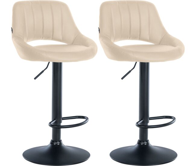 Juego de 2 taburetes de bar milet de piel sintetica simil cuero crema 48x47x85 cm