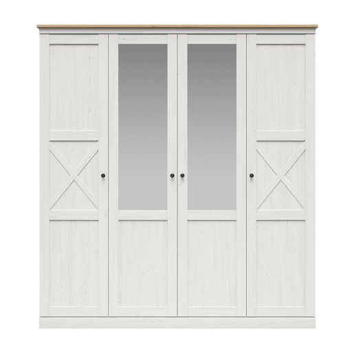 Armoire 4 portes Victoria Blanc et Bois