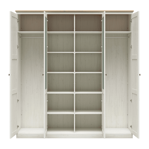 Armoire 4 portes Victoria Blanc et Bois