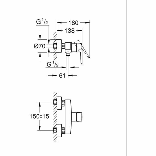 Torneira de Comando Único para chuveiro Grohe Start Preto mate Metal Latão