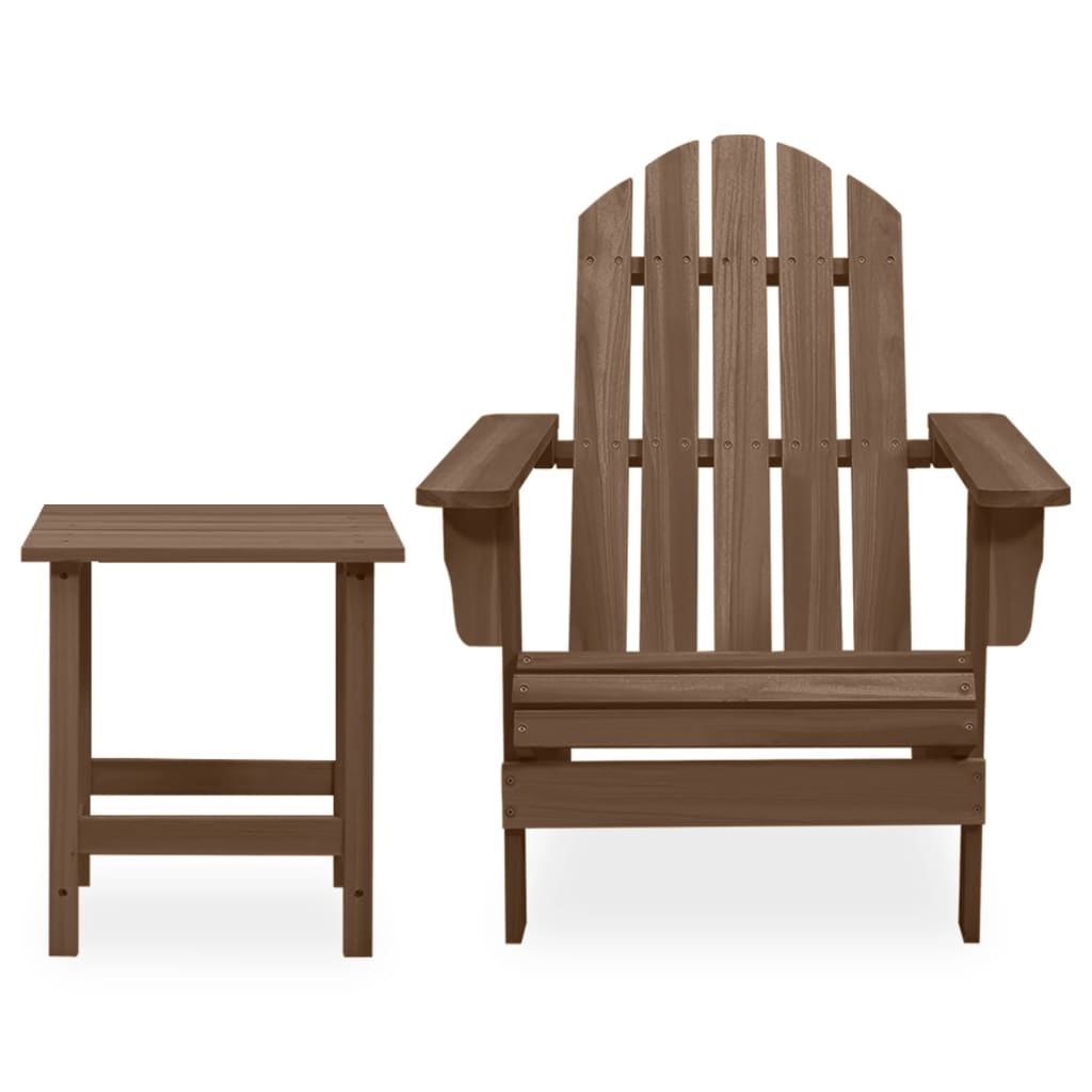 Silla con otomana y mesa jardín adirondack abeto macizo marrón