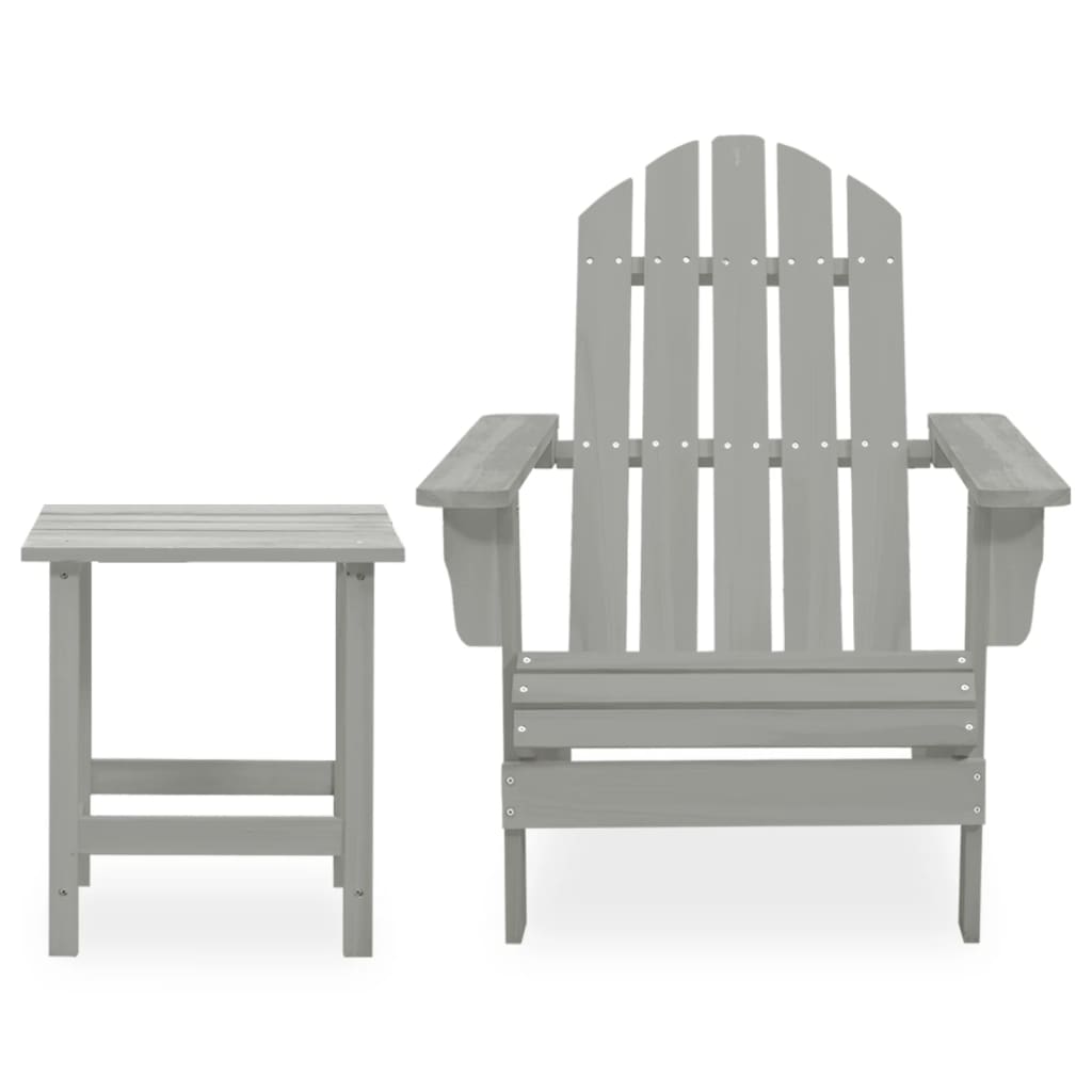 Silla con otomana y mesa jardín adirondack abeto macizo gris